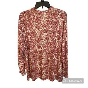 Bobbie Brooks Woman Floral Mock Neck Turtleneck Top Long  Sleeves Plus Sz 18/20w